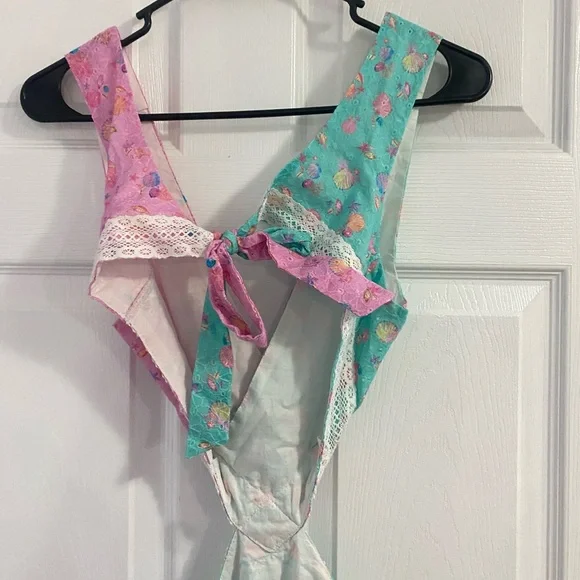 Beach Bunny NWT Everette aqua/pink seashell cutout open back coquette mini dress - Picture 7 of 11